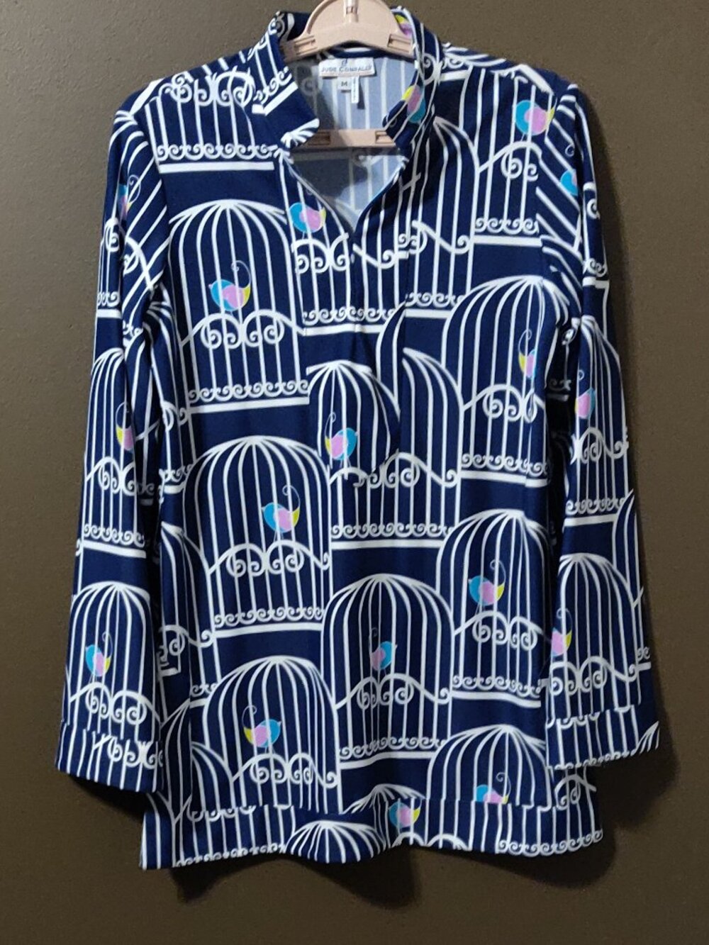Jude Connally Chris Tunic In Navy Bird Cage SIZE MEDIUM